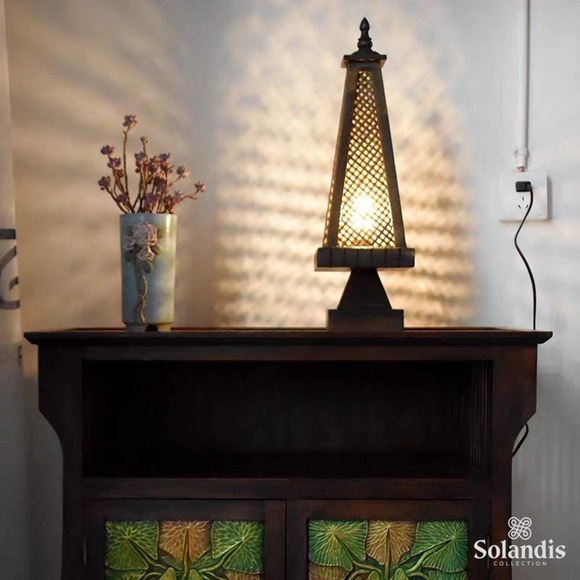 Handmade bamboo lamp, Table lamp, Bedside lamp, Teak & Bamboo light, Home decor - Picture 3 of 7